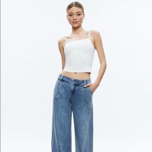 Alice + Olivia White Crop Top